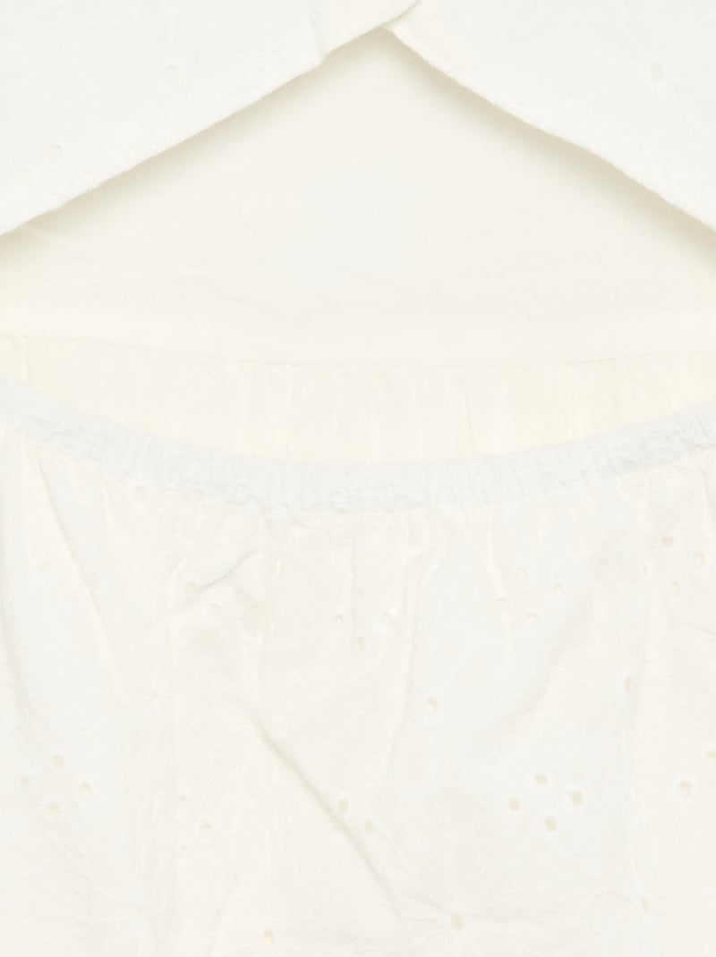 Jurk met spaghettibandjes en broderie anglaise Wit - Kiabi