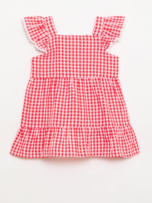 Jurk met vichyprint en lagen - Kiabi