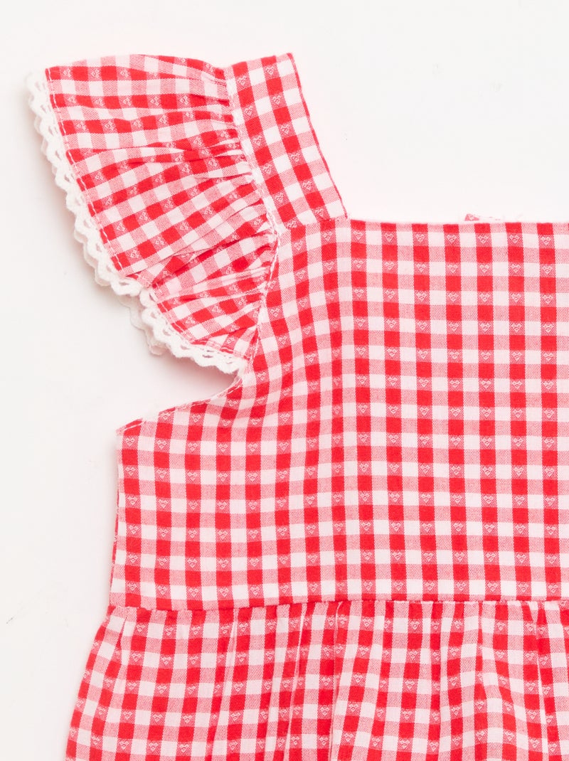 Jurk met vichyprint en lagen Rood - Kiabi