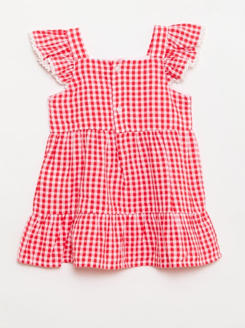 Jurk met vichyprint en lagen - Kiabi