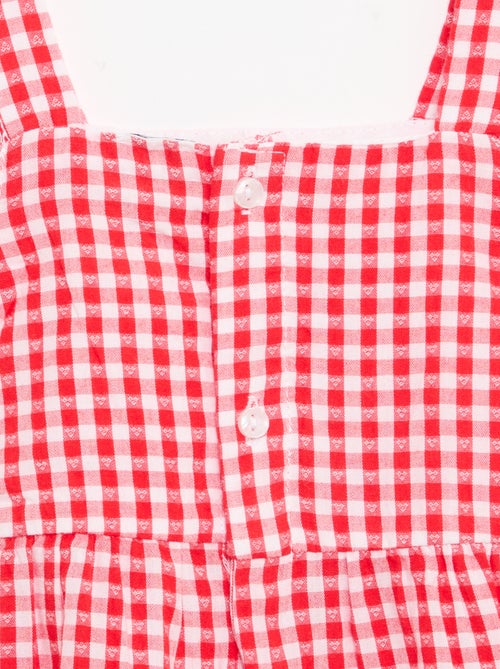 Jurk met vichyprint en lagen - Kiabi