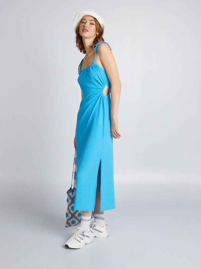 Jurk met wafelpatroon BLAUW - Kiabi
