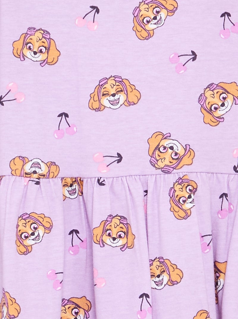 Jurk 'Paw Patrol' van bedrukte jersey met bandjes Paars - Kiabi