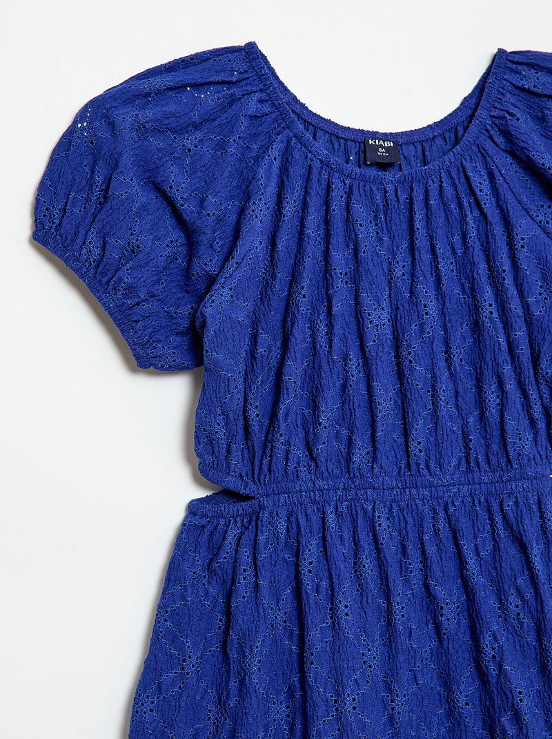 Jurk van broderie anglaise Blauw - Kiabi