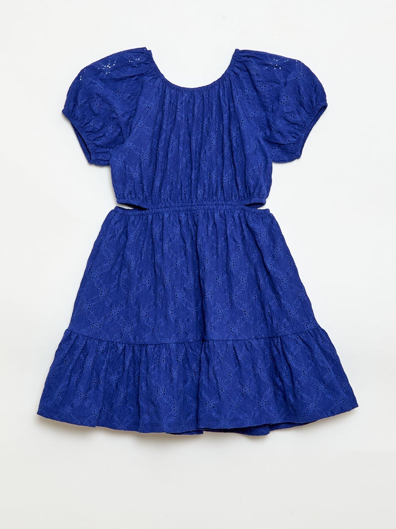 Jurk van broderie anglaise Blauw - Kiabi