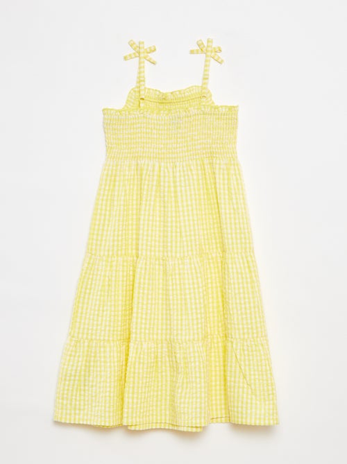 Jurk van crêpeachtige stof met gesmokt lijfje - Kiabi