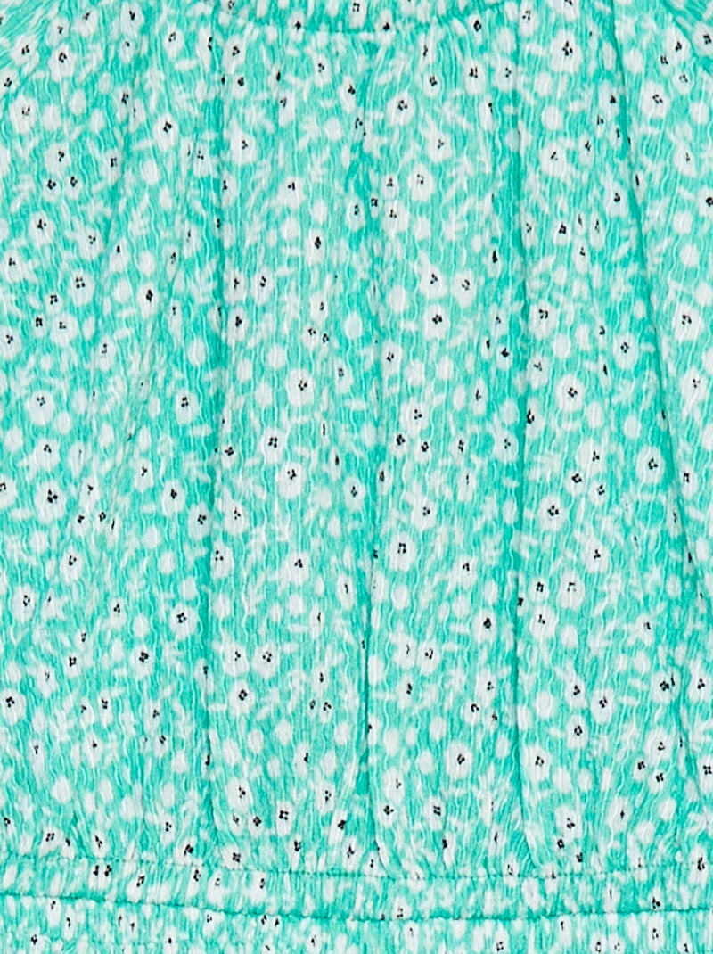 Jurk van gekreukte stof met print GROEN - Kiabi