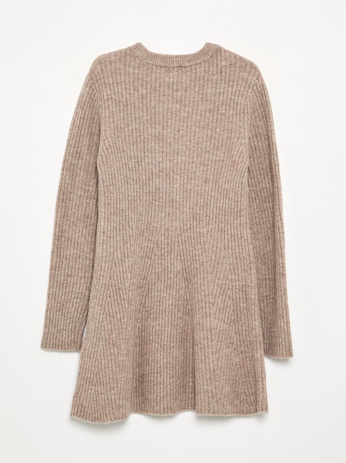 Jurk van geribd tricot met lange mouwen - Kiabi