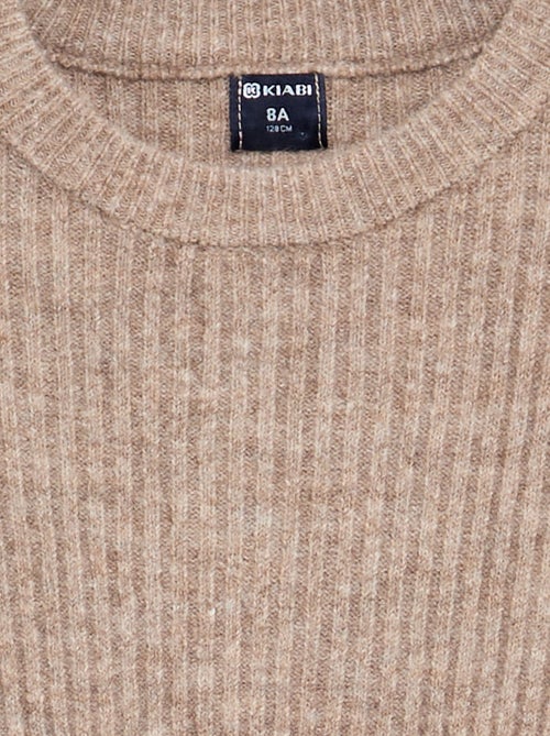 Jurk van geribd tricot met lange mouwen - Kiabi