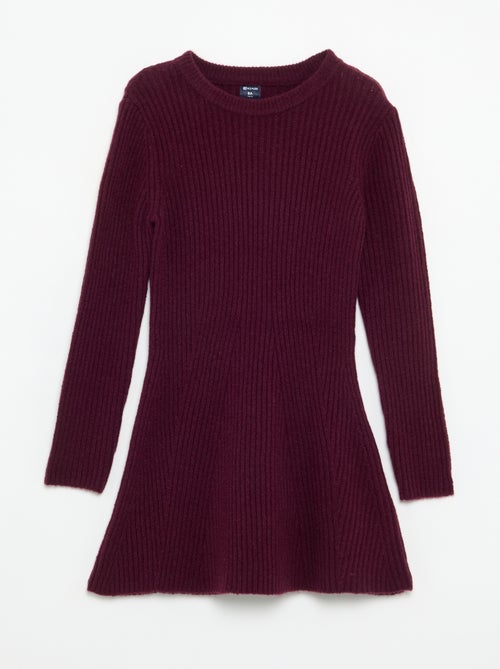 Jurk van geribd tricot met lange mouwen - Kiabi