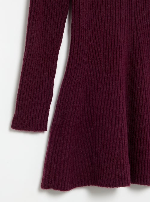 Jurk van geribd tricot met lange mouwen - Kiabi