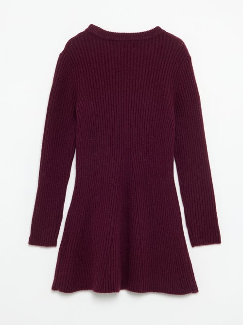 Jurk van geribd tricot met lange mouwen - Kiabi