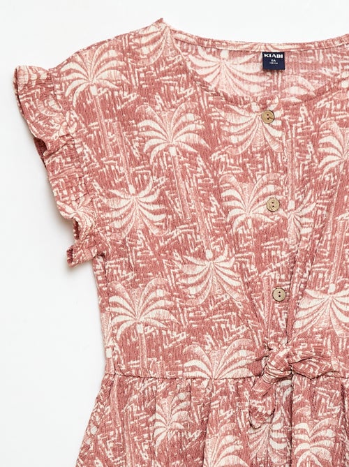 Jurk van gewafelde jerseytricot met knoopsluiting aan de voorkant - Kiabi