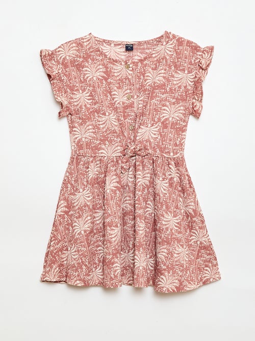 Jurk van gewafelde jerseytricot met knoopsluiting aan de voorkant - Kiabi