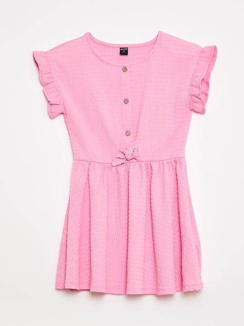 Jurk van gewafelde jerseytricot met knoopsluiting aan de voorkant - Kiabi