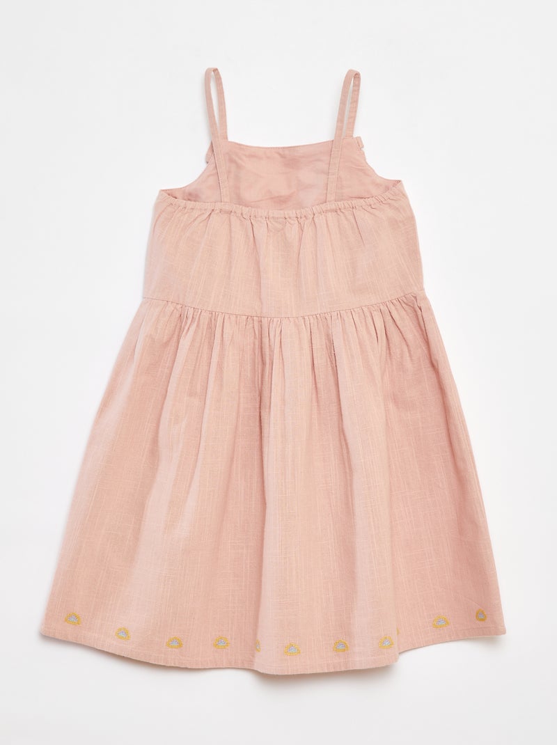 Jurk van grofgeweven stof met borduursel Rose - Kiabi