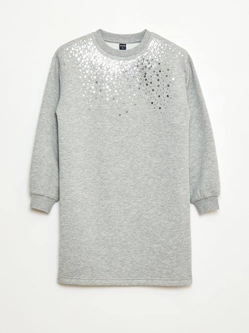 Jurk van joggingstof met detail in glitter-pailletten - Kiabi