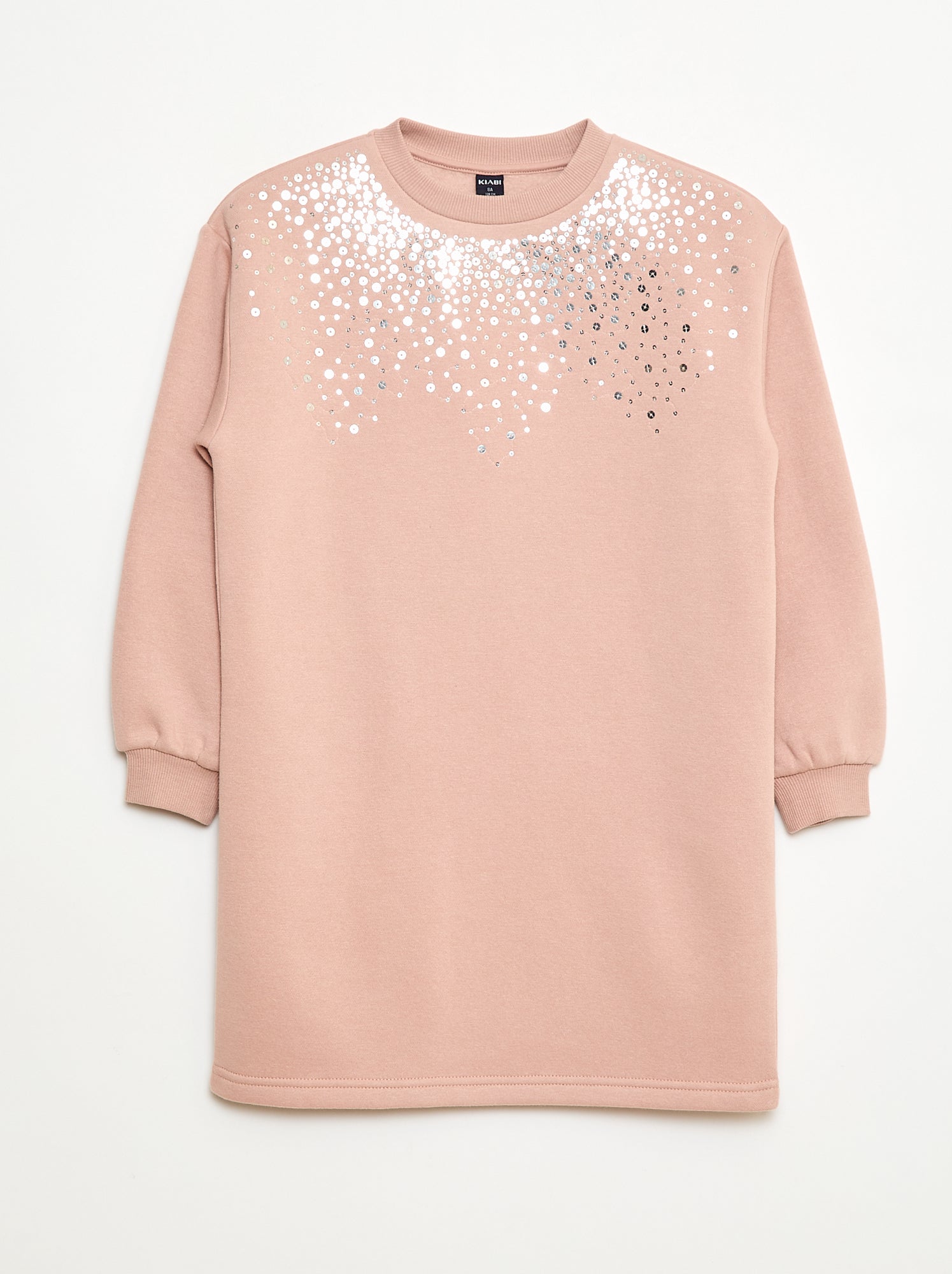 Jurk van joggingstof met detail in glitter-pailletten