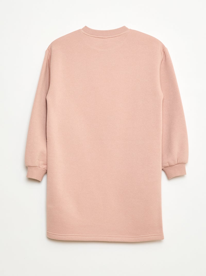 Jurk van joggingstof met detail in glitter-pailletten Rose - Kiabi