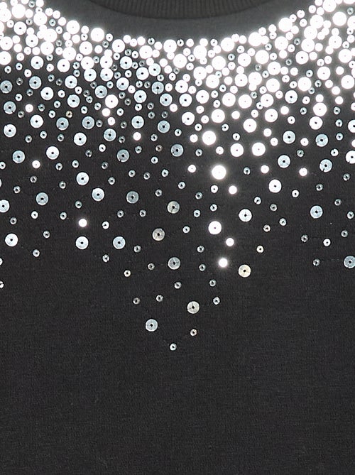 Jurk van joggingstof met detail in glitter-pailletten - Kiabi