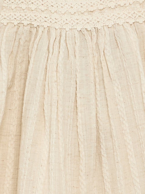 Jurk van katoen en linnen met macramé details - Kiabi