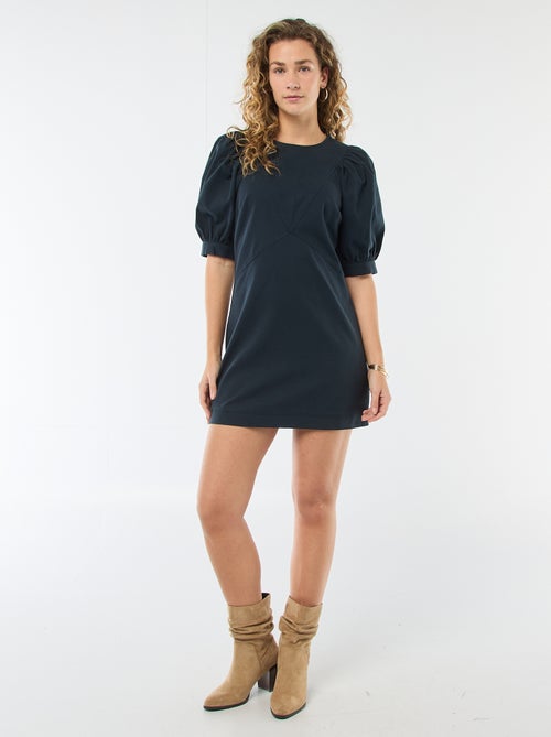 Jurk van katoentwill met pofmouwen - Kiabi