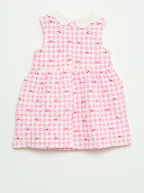 Jurk van kreukelstof met popelinekraag - Kiabi