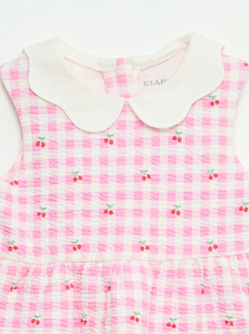 Jurk van kreukelstof met popelinekraag - Kiabi