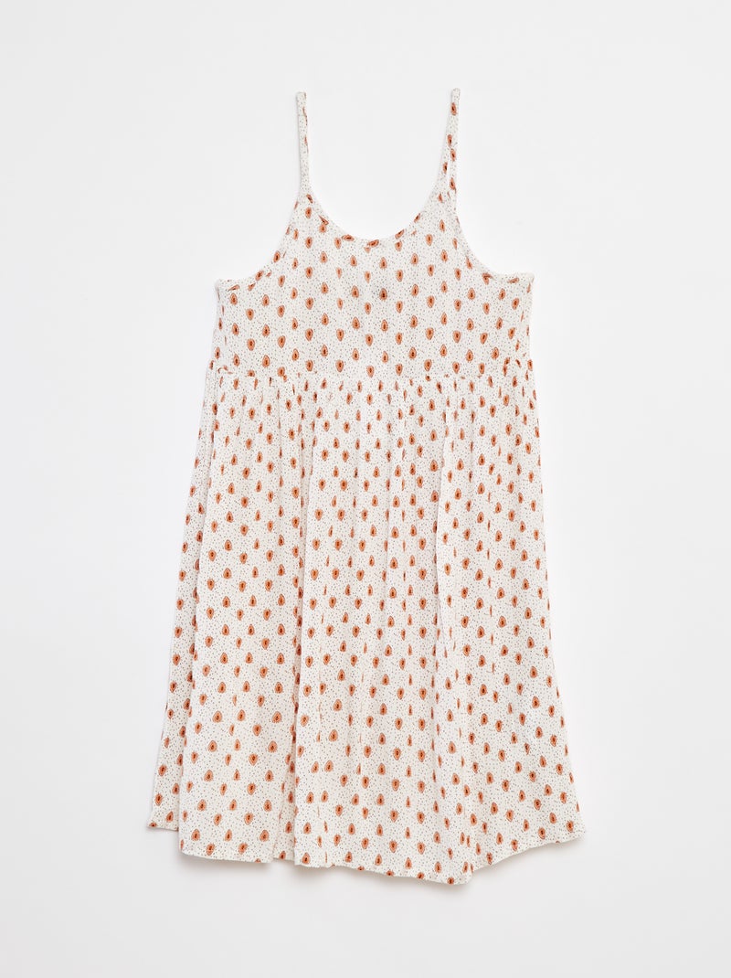 Jurk van kreukeltricot met schouderbandjes Wit - Kiabi