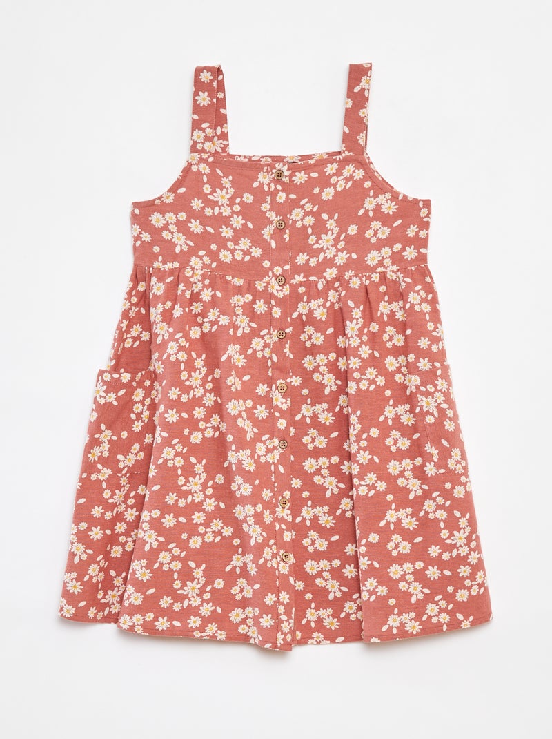 Jurk van linnenmix met knoopsluiting Rood - Kiabi