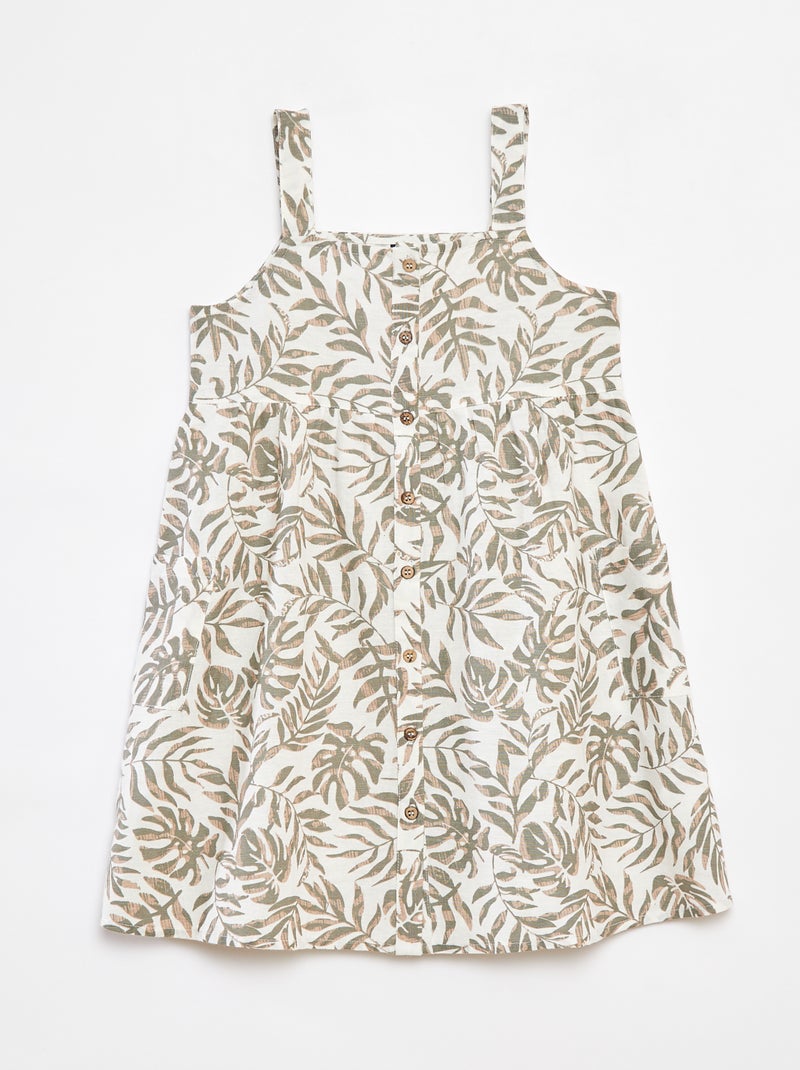 Jurk van linnenmix met knoopsluiting Wit - Kiabi