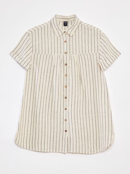 Jurk van linnenmix met overhemdkraagje - Kiabi