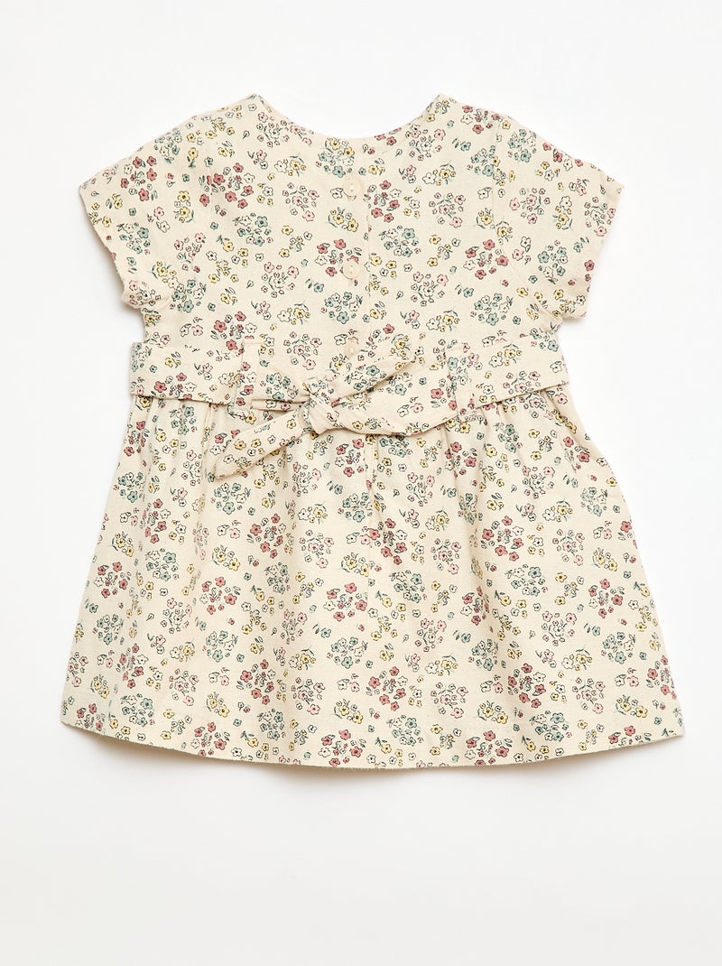 Jurk van linnenmix met riem Wit - Kiabi