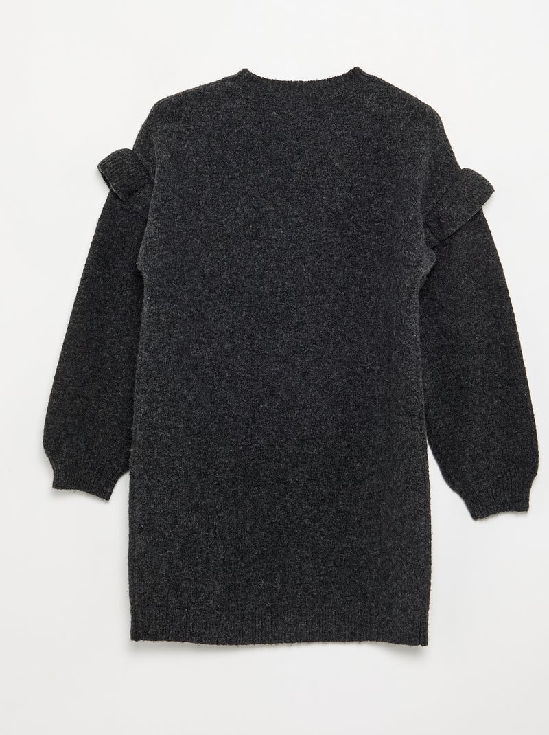 Jurk van tricot met volants op de schouders Grijs - Kiabi