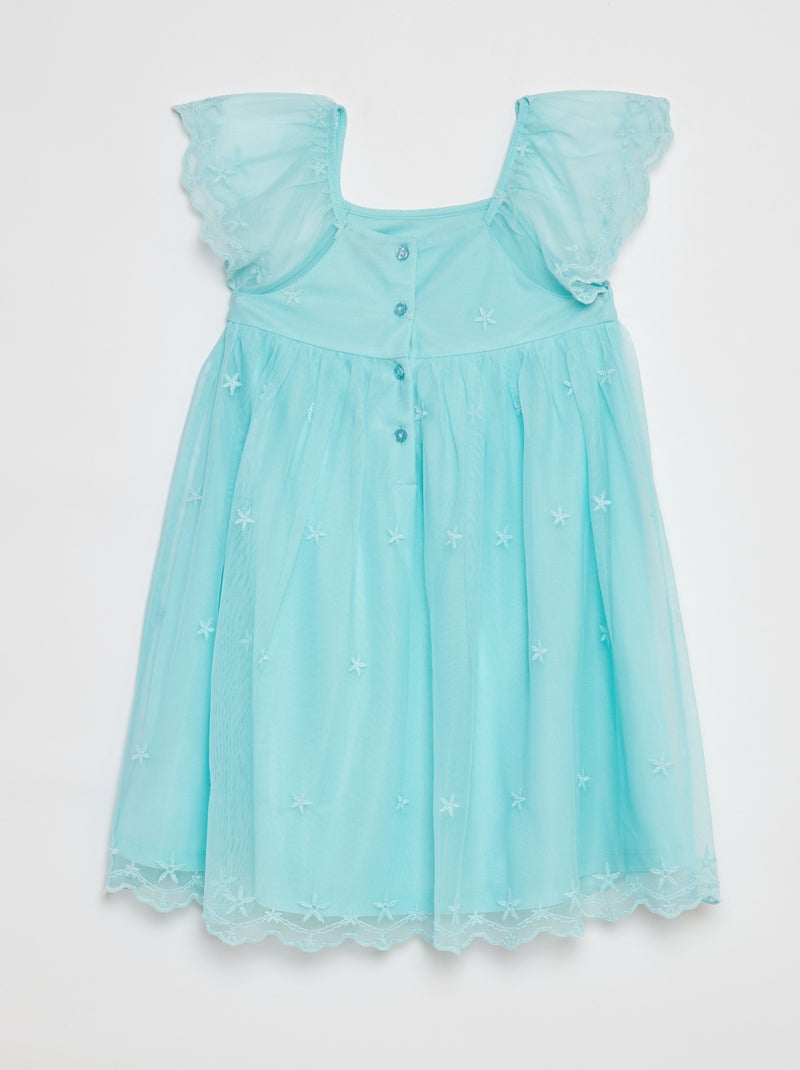 Jurk van tule met borduursel BLAUW - Kiabi