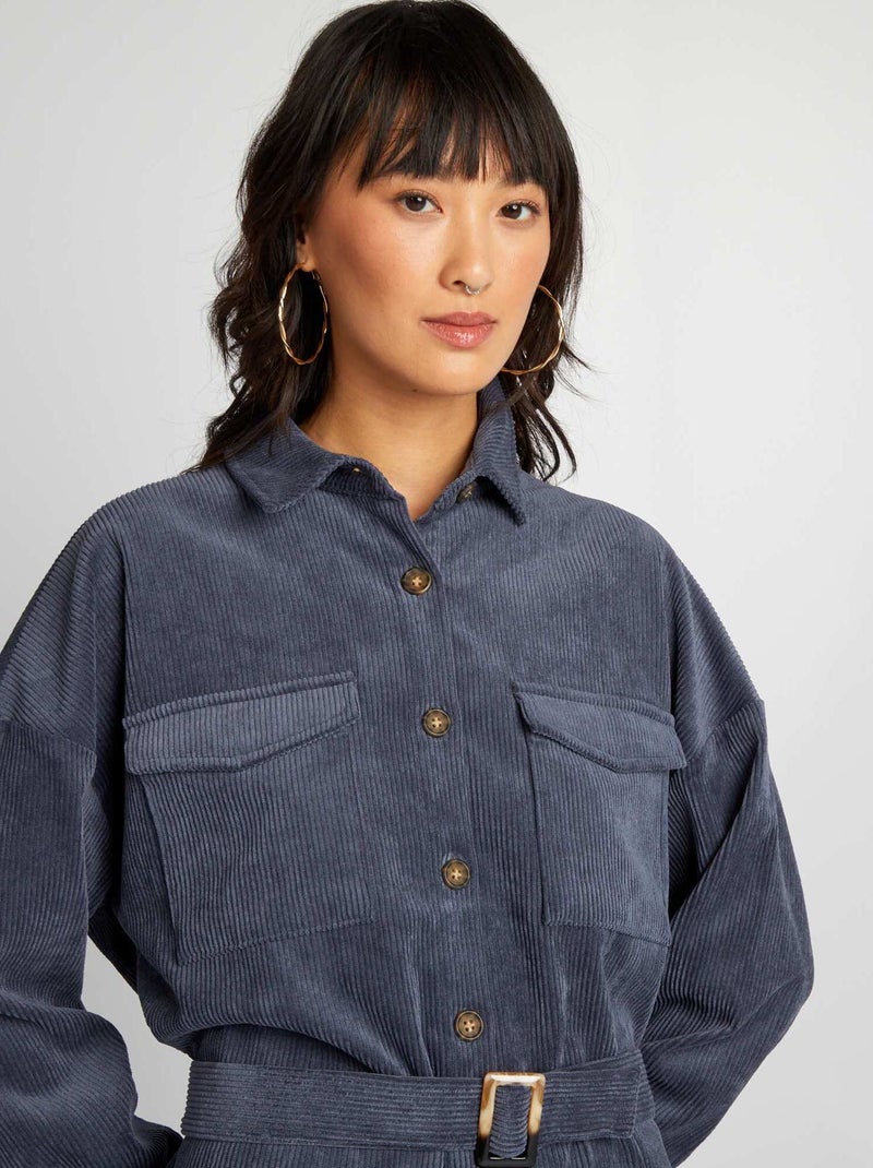 Jurk van velours BLAUW - Kiabi