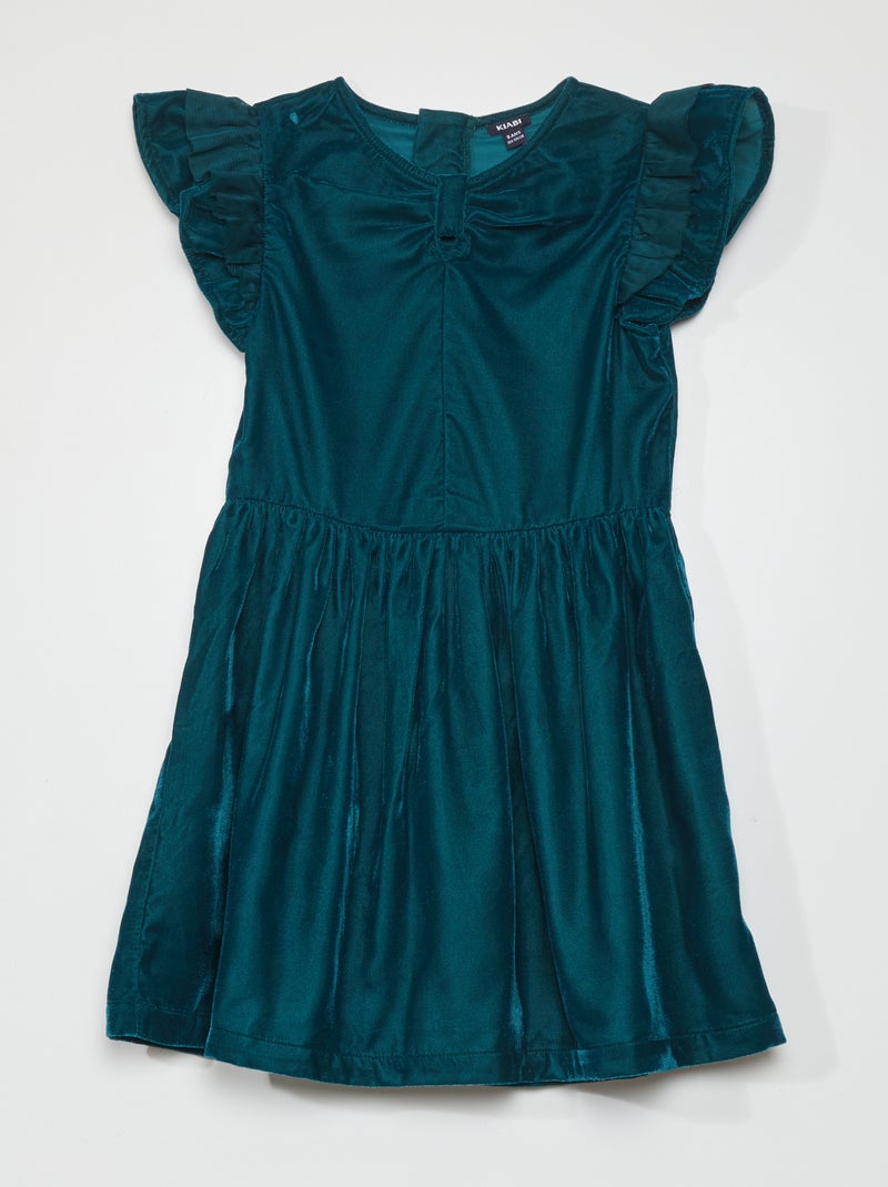Jurk van velours GROEN - Kiabi