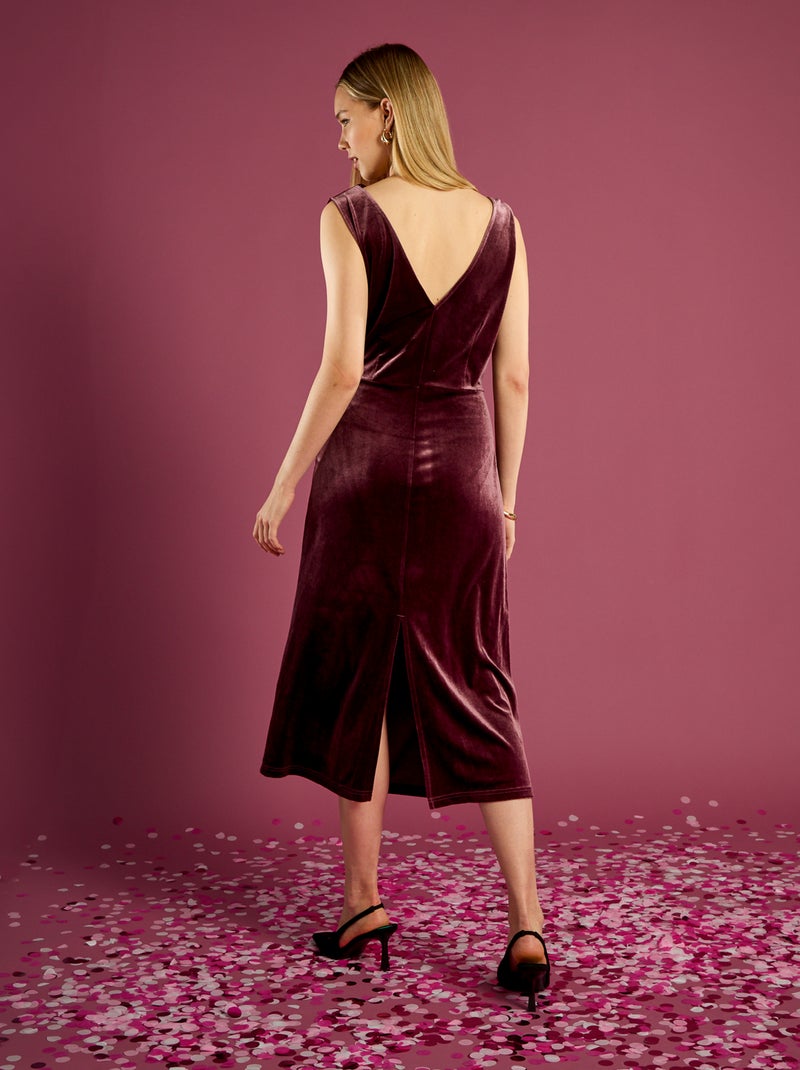 Jurk van velours met gedrapeerd effect Paars - Kiabi