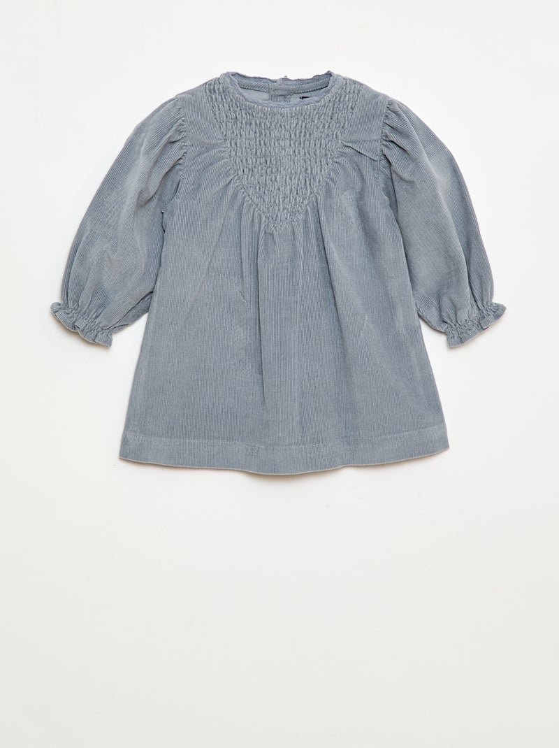 Jurk van velours met motief Blauw - Kiabi