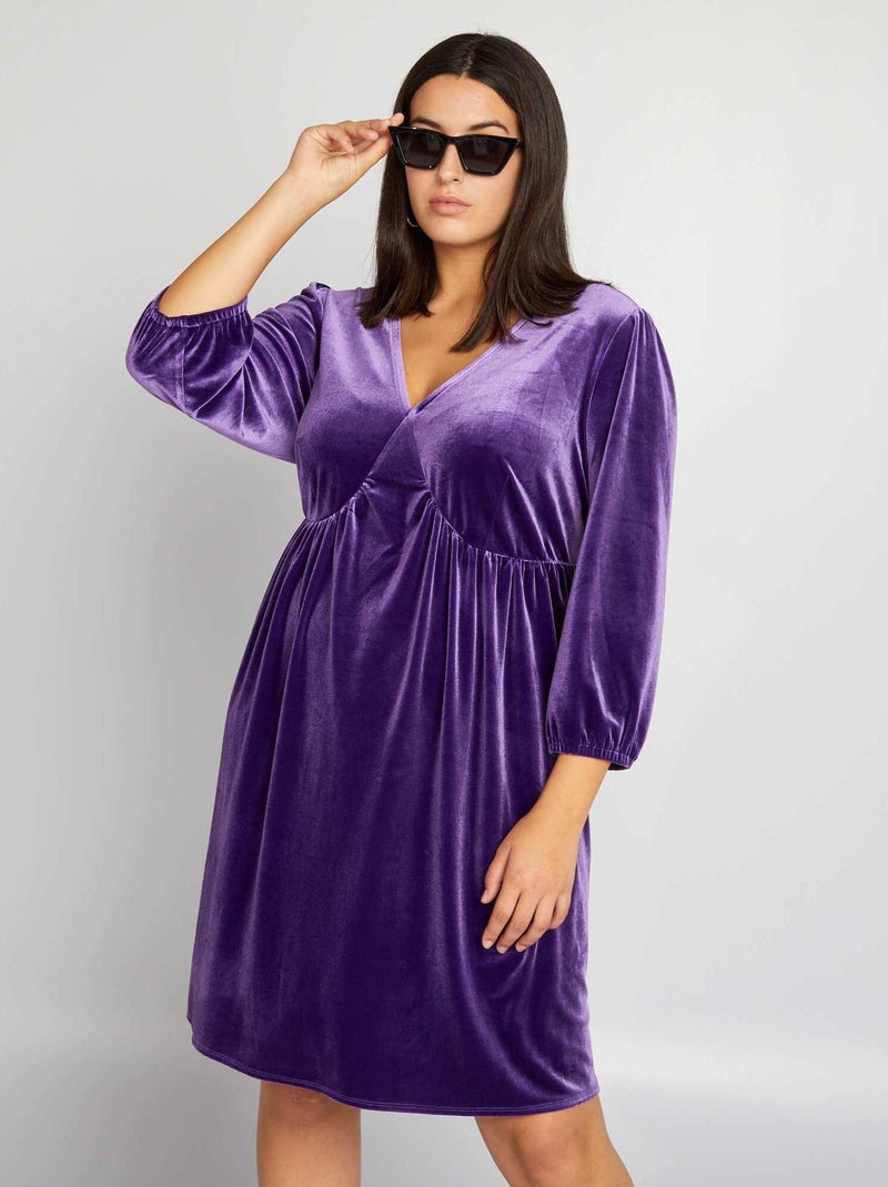Jurk van velours PAARS - Kiabi