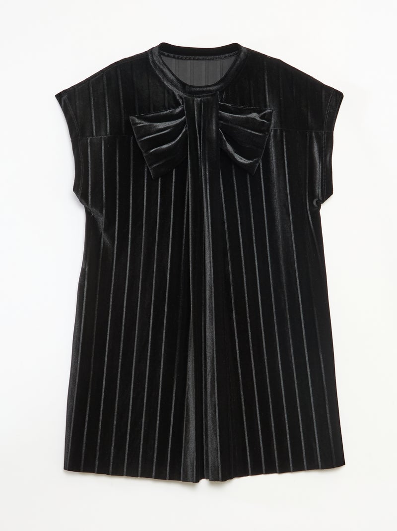 Jurk van zachte ribjersey met grote strik zwart - Kiabi