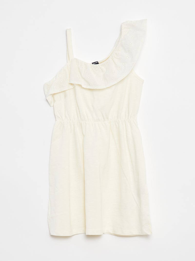 Jurkje met blote schouder en broderie anglaise Wit - Kiabi