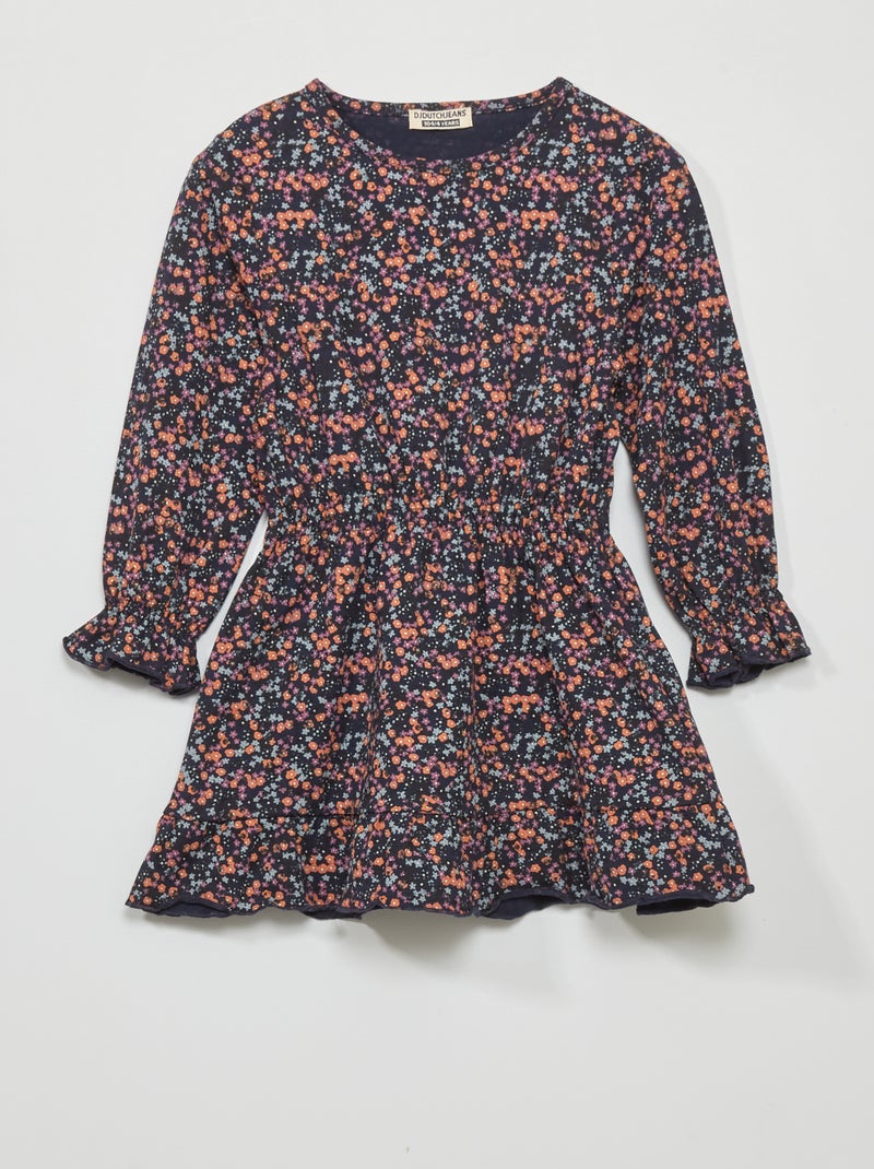 Jurkje met lange mouwen en bloemenprint BLAUW - Kiabi