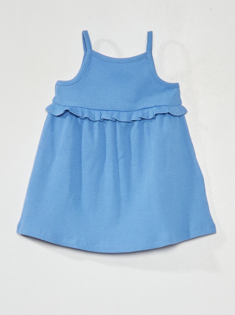 Jurkje met ribbeltextuur en volant BLAUW - Kiabi