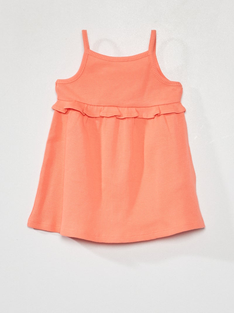 Jurkje met ribbeltextuur en volant ORANJE - Kiabi