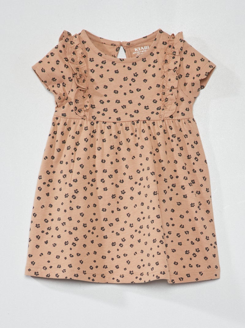 Jurkje met volants en print BIEGE - Kiabi