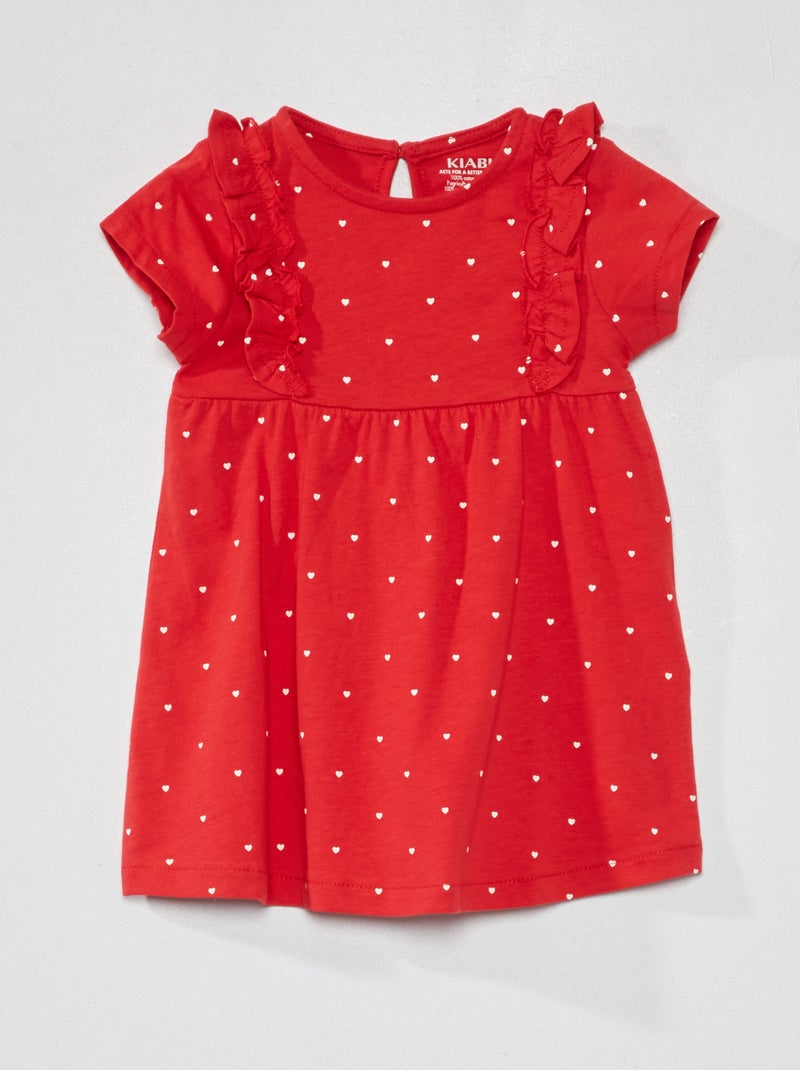 Jurkje met volants en print ROOD - Kiabi
