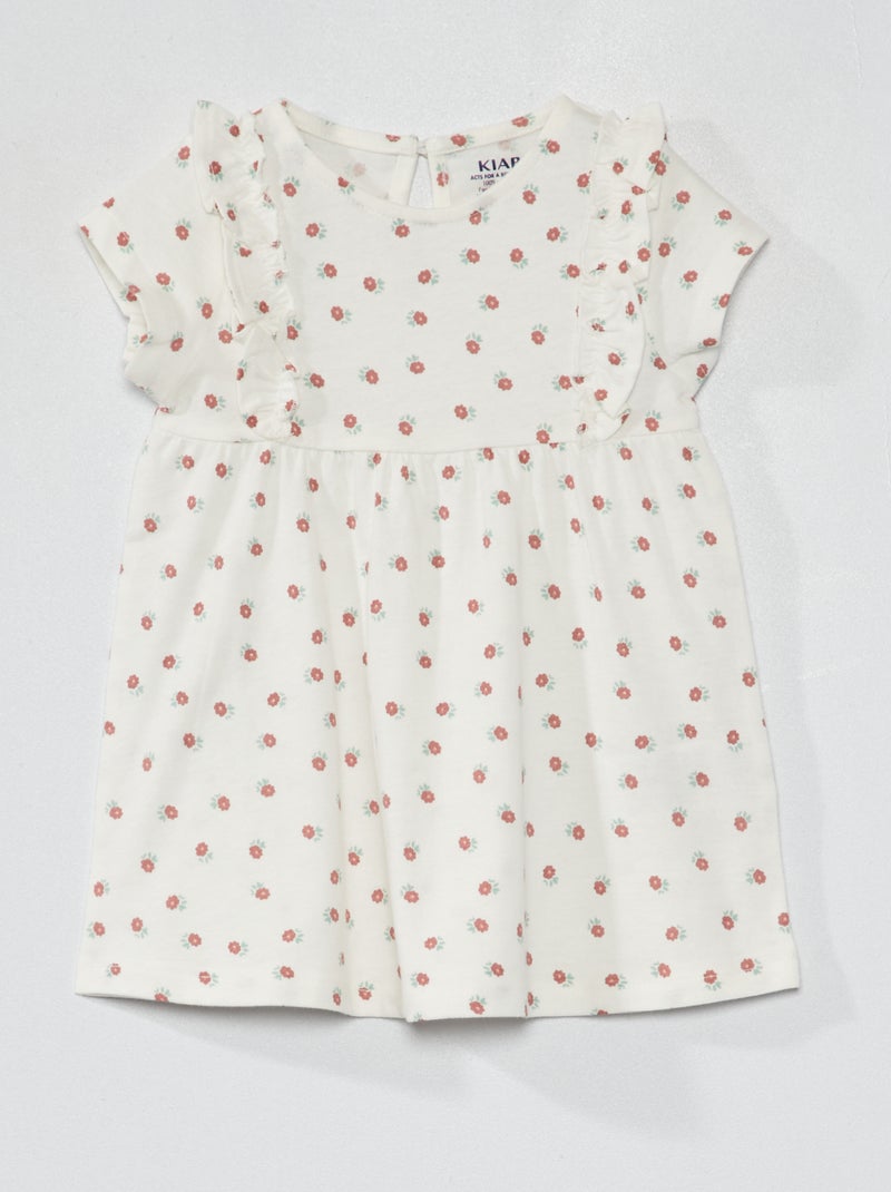 Jurkje met volants en print WIT - Kiabi