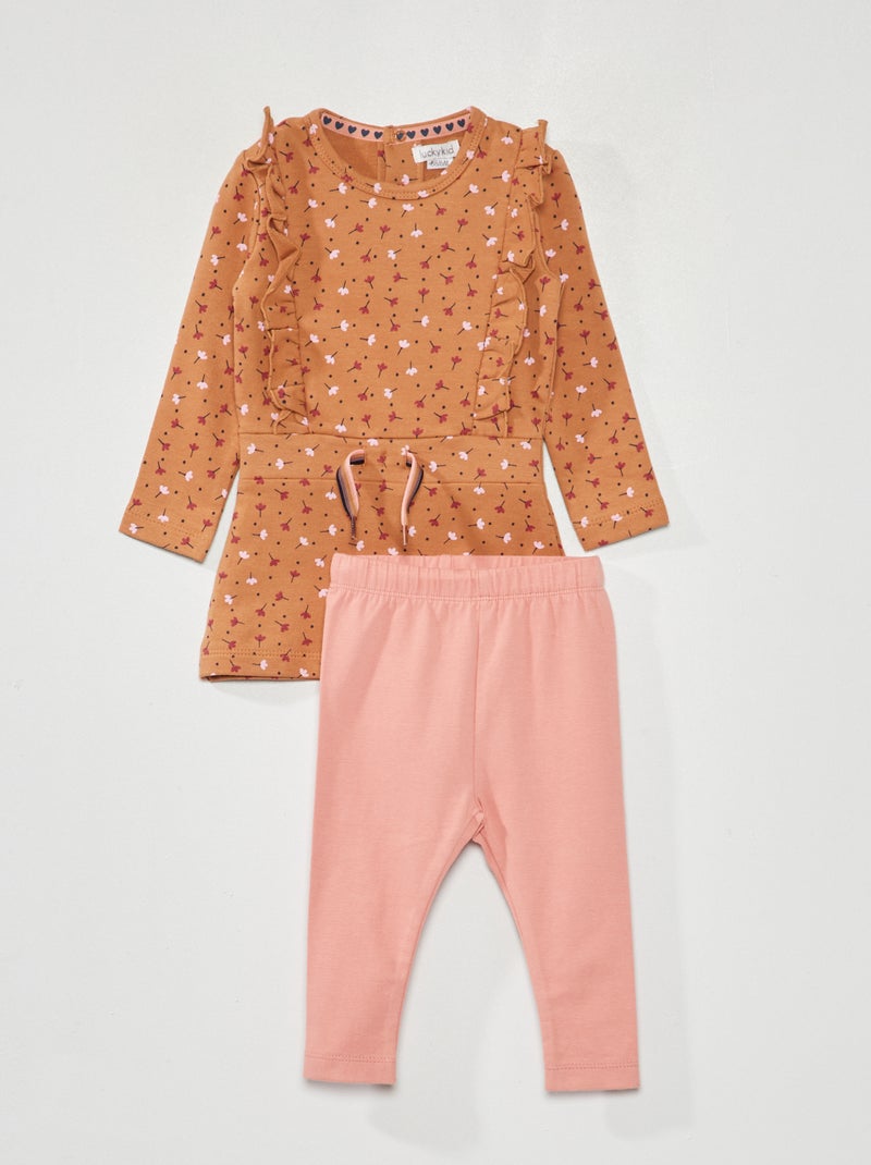 Jurkje van joggingstof + legging - 2-delig BRUIN - Kiabi