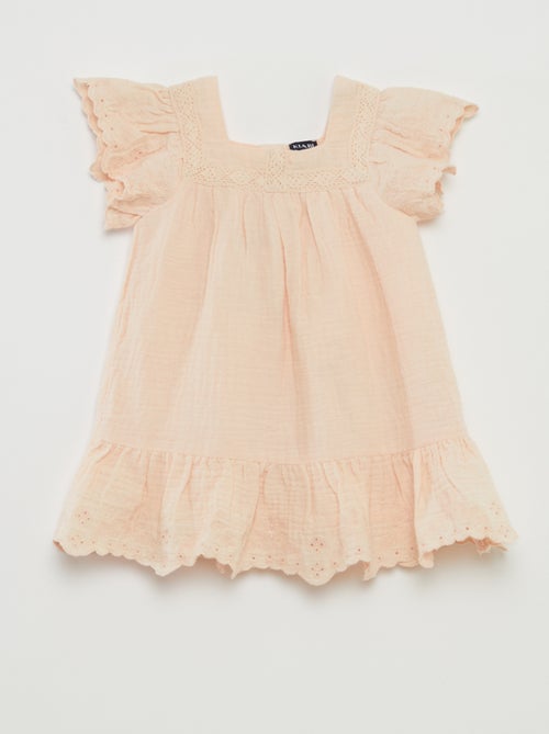 Jurkje van luchtig katoen met broderie anglaise - Kiabi